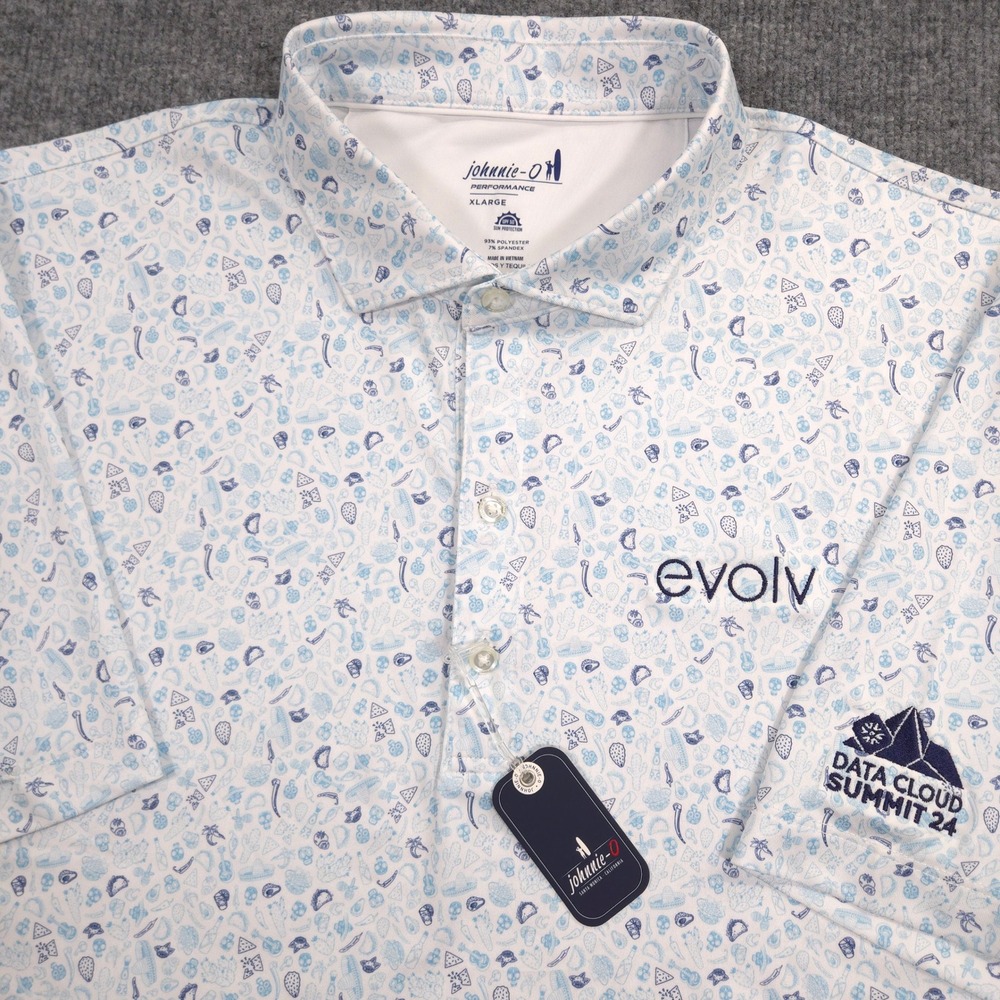 Johnnie O Polo Shirt Mens XL Tacos Y Tequila Mexican AOP Performance Golf NEW